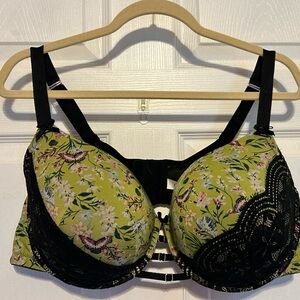 Lane Bryant Cacique 46D bra boost balconette green floral
